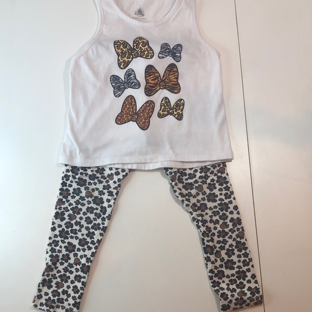 Disney 2 price set Animal Print Bows Tank Top & Leggings Top size Small Pants 5T